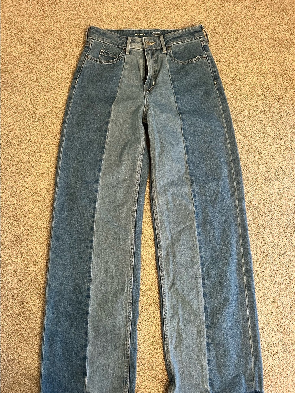 Old Navy Two-Tone Blue Straight Leg Jeans